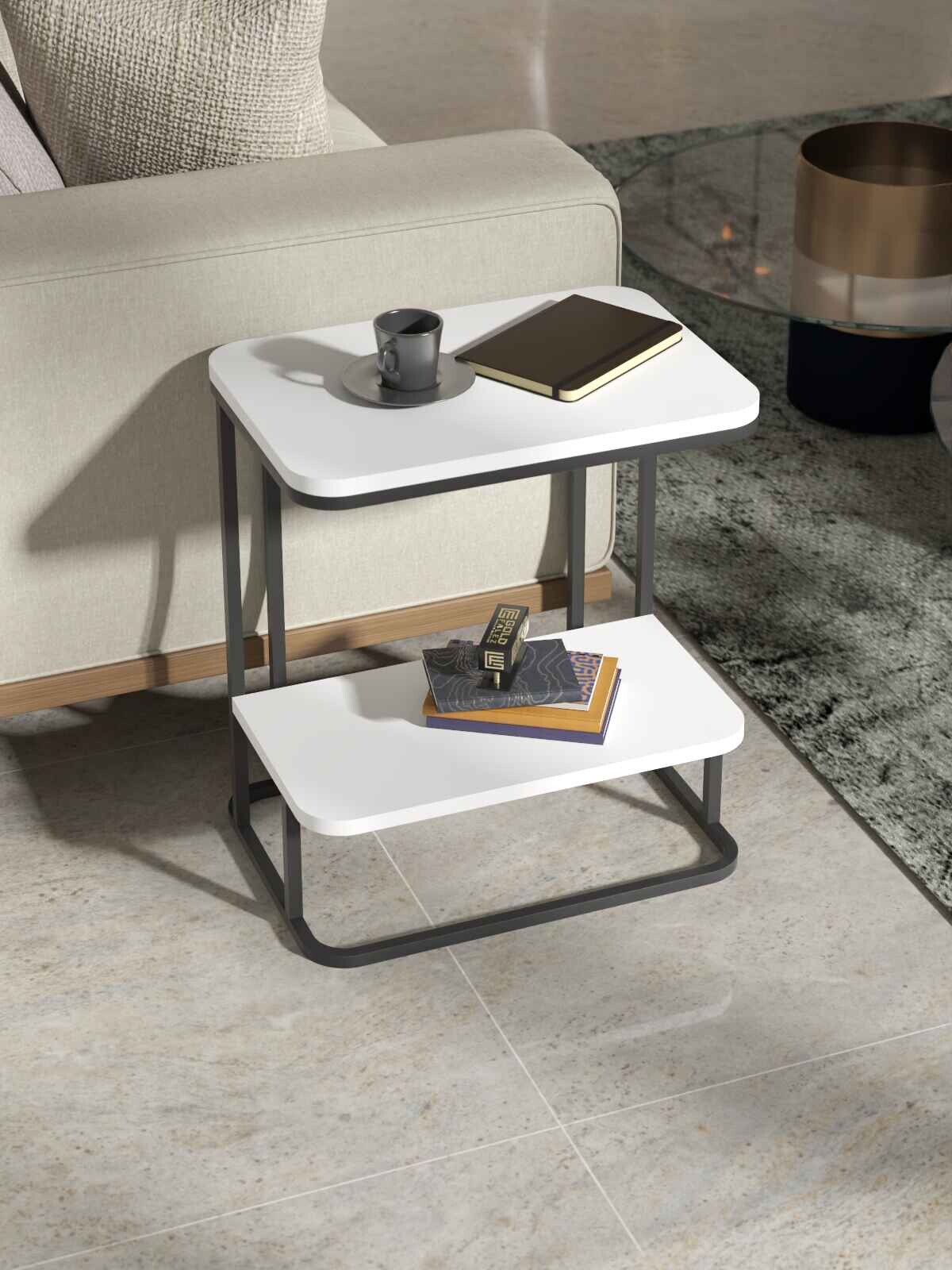 2 Katlı Koltuk Sehpası Yan Sehpa - 50x35x55 cm - Detay