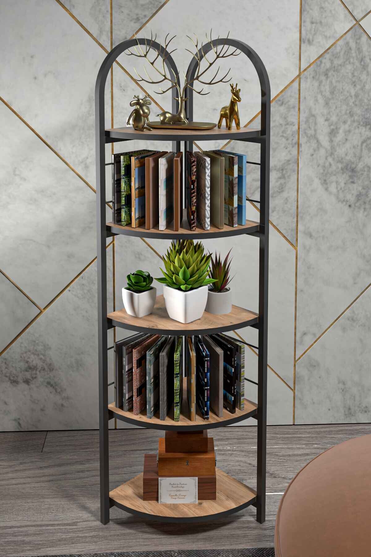 Bohemian Corner Bookcase with 5 Shelves — Atlantic Pine