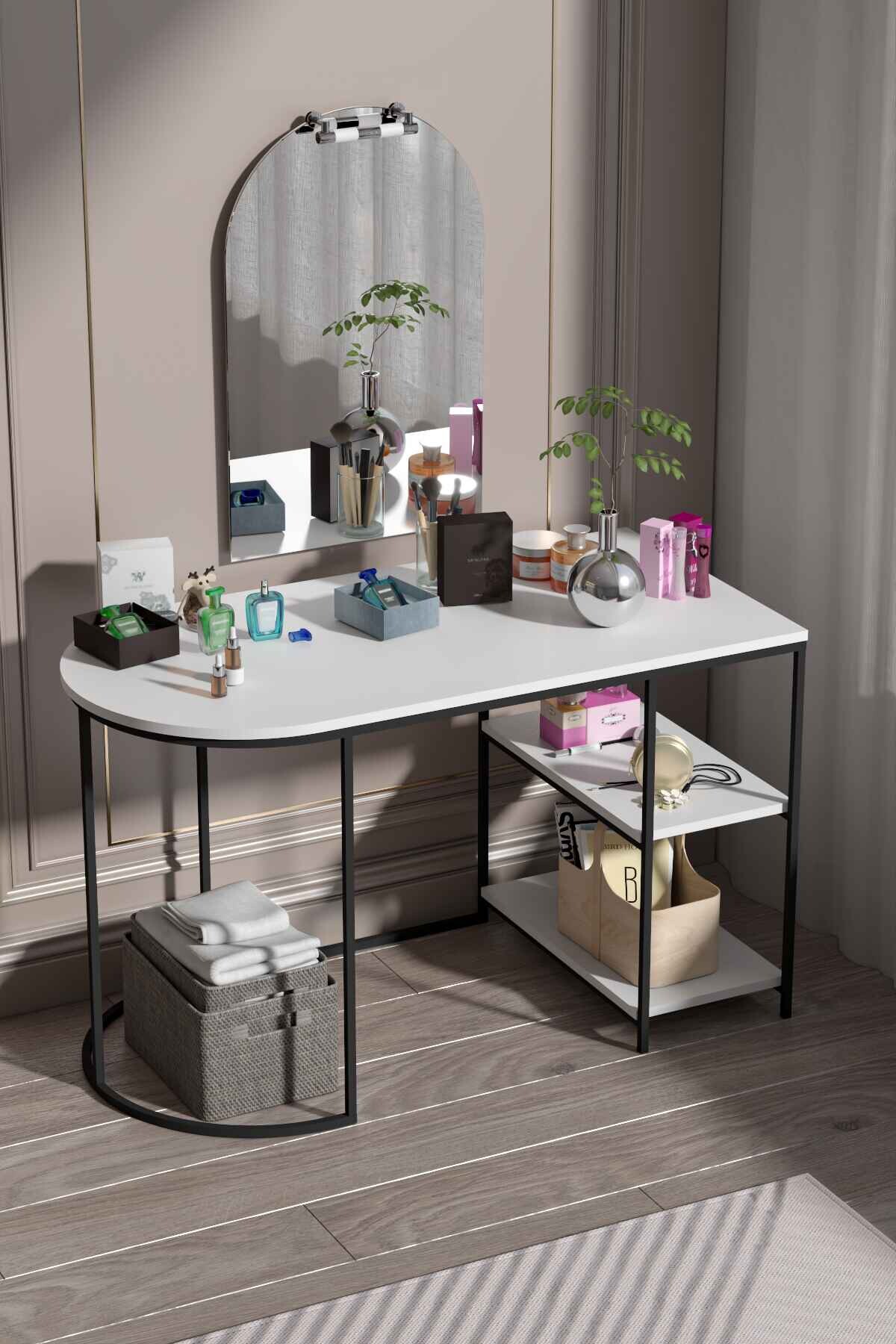Çok Amaçlı Makyaj Masası 125 cm - 125x60x77 cm - Farklı Açı