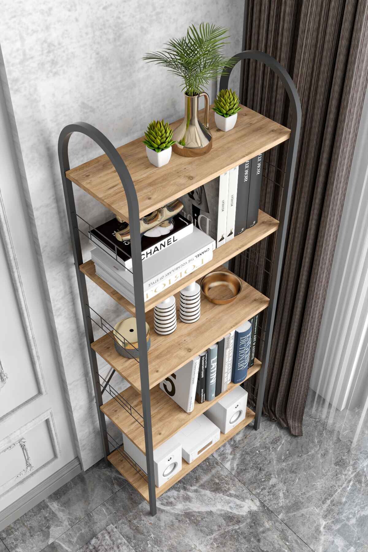 Bohem 5 Raflı Kitaplık - 180 cm - Farklı Açı