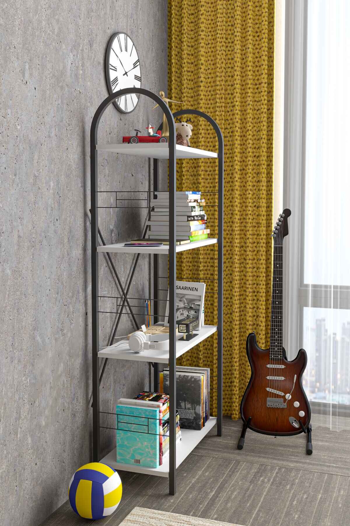 Bohem 4 Raflı Kitaplık - 150 cm - Farklı Açı