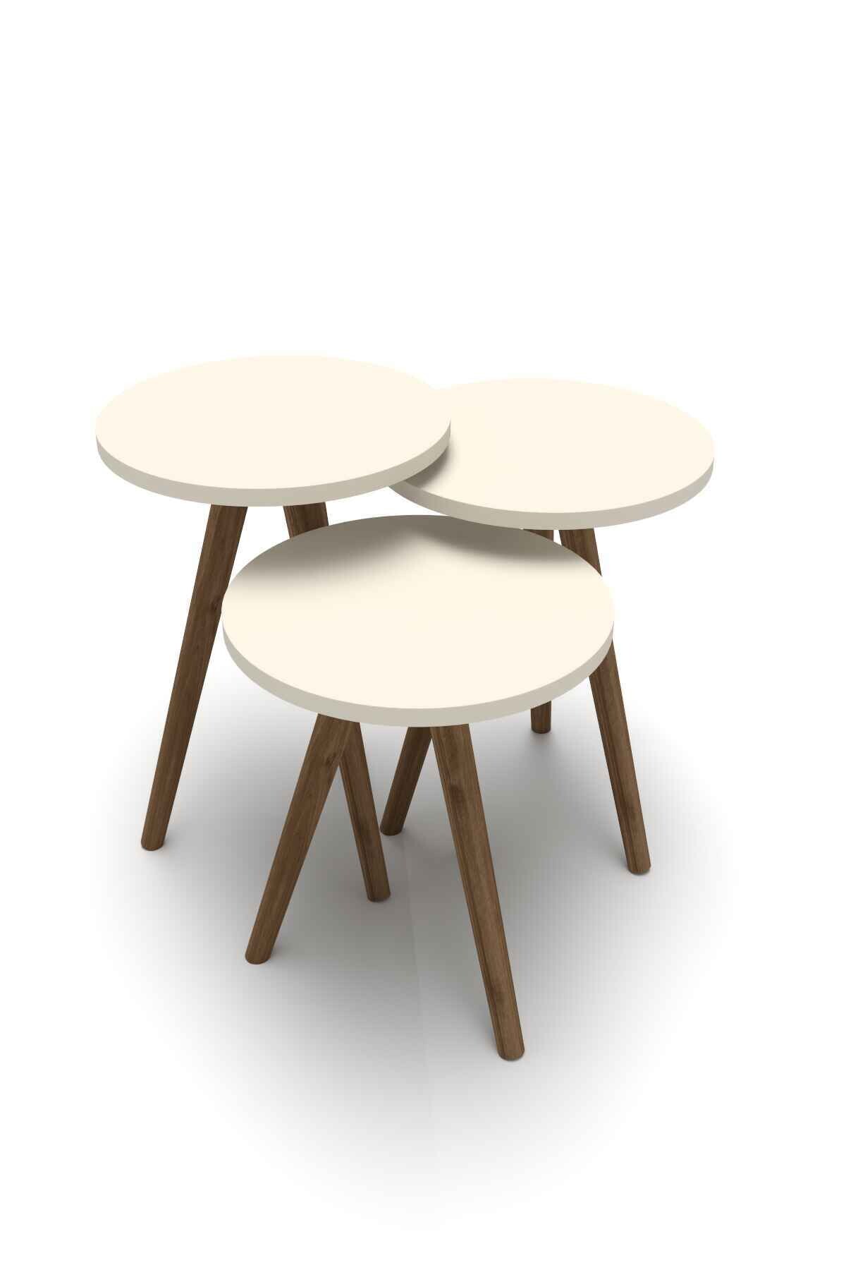 Wooden Zigon Coffee Table — Cream