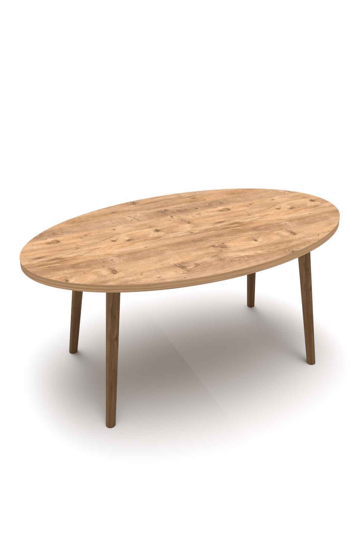 Wooden Centre Coffee Table Ellipse — Walnut
