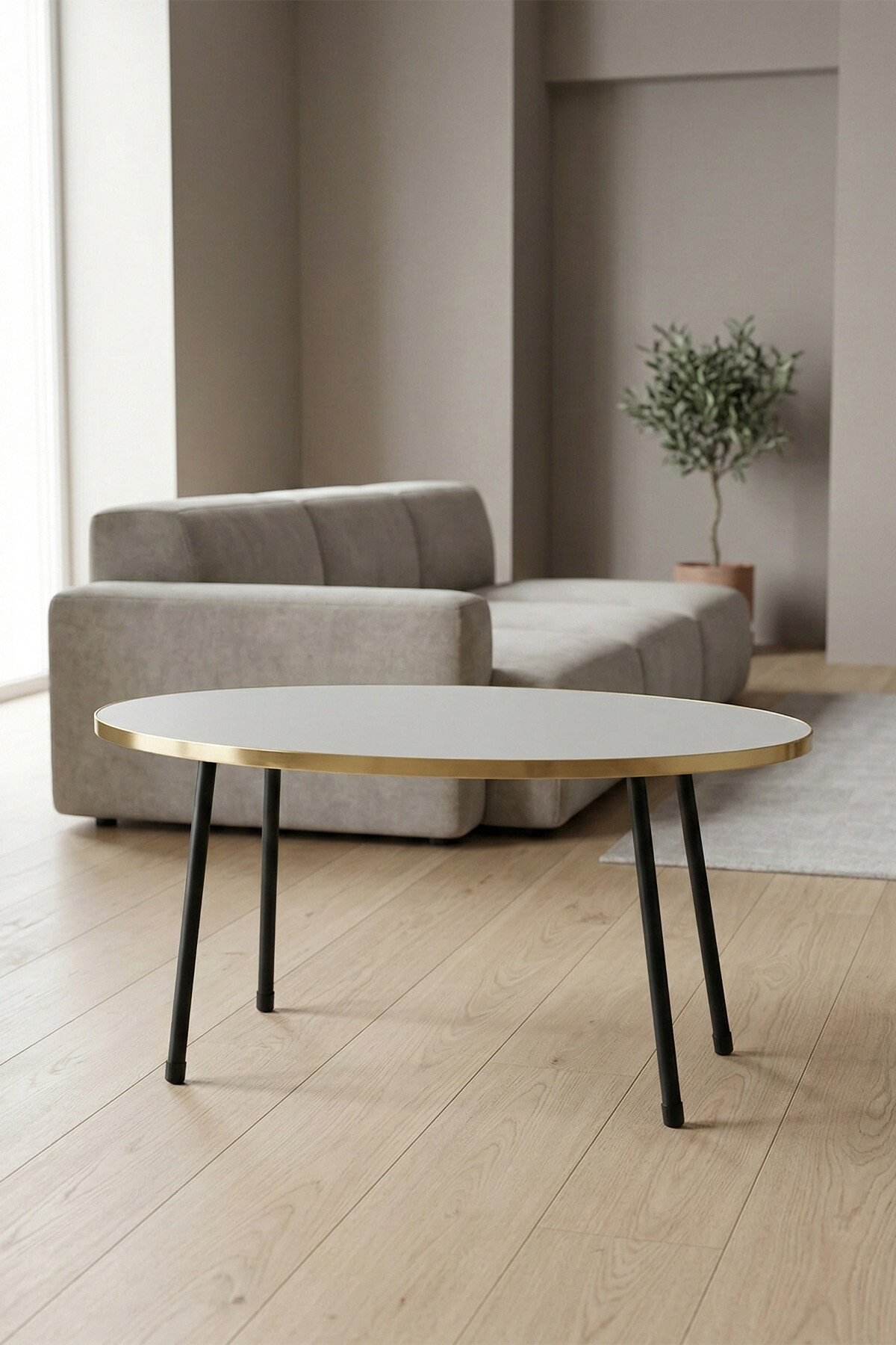 Black Metal Gold Centre Coffee Table Ellipse — Bendir