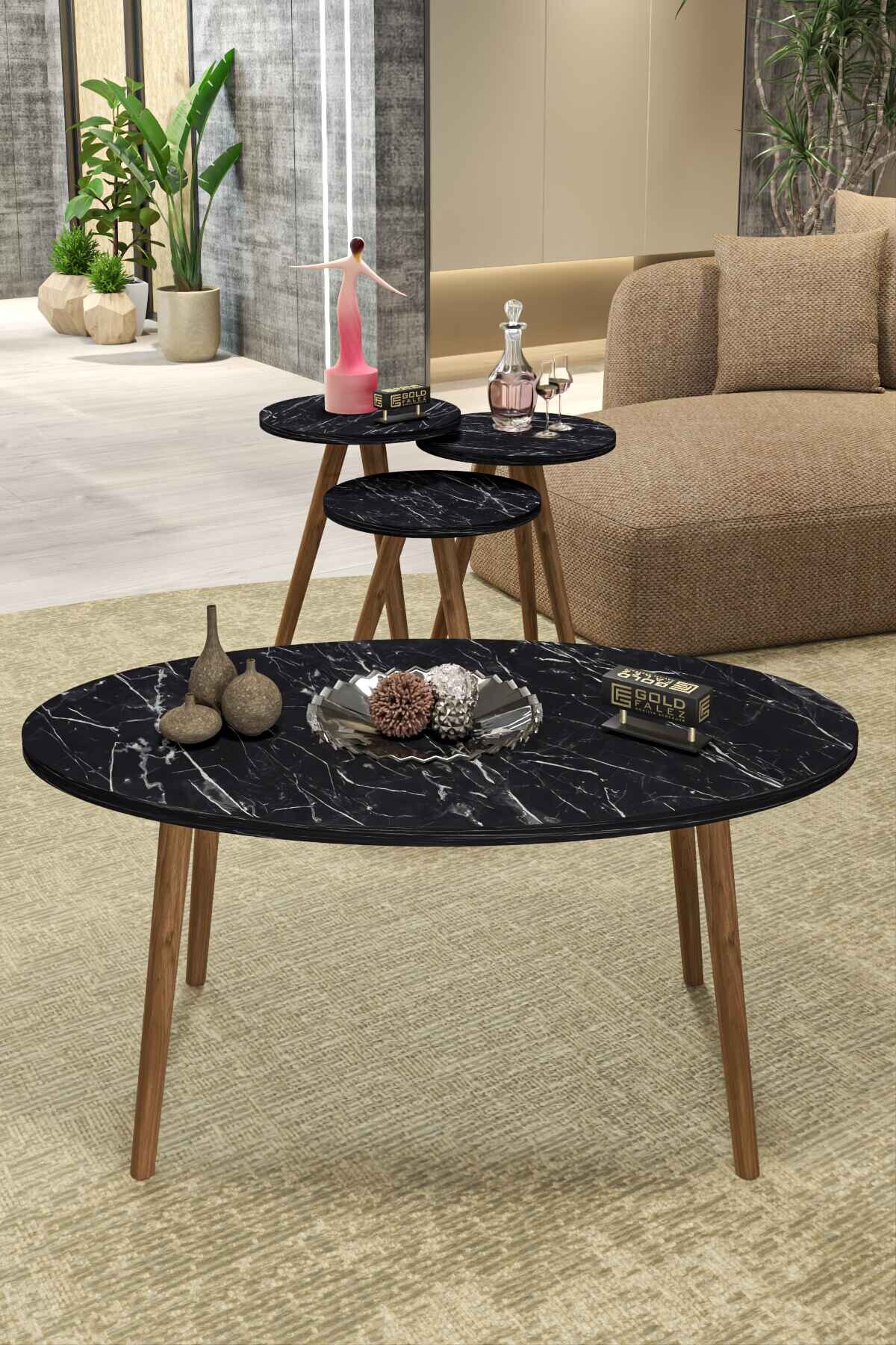 Ellipse Wooden Zigon Centre Coffee Table Set — Bendir