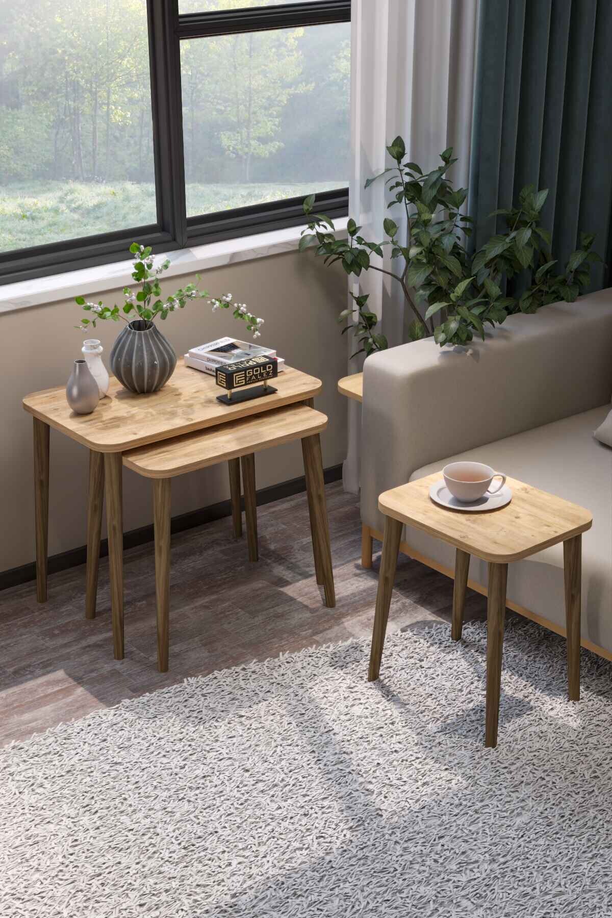 Ahşap Kare Zigon Sehpa - Farklı Açı