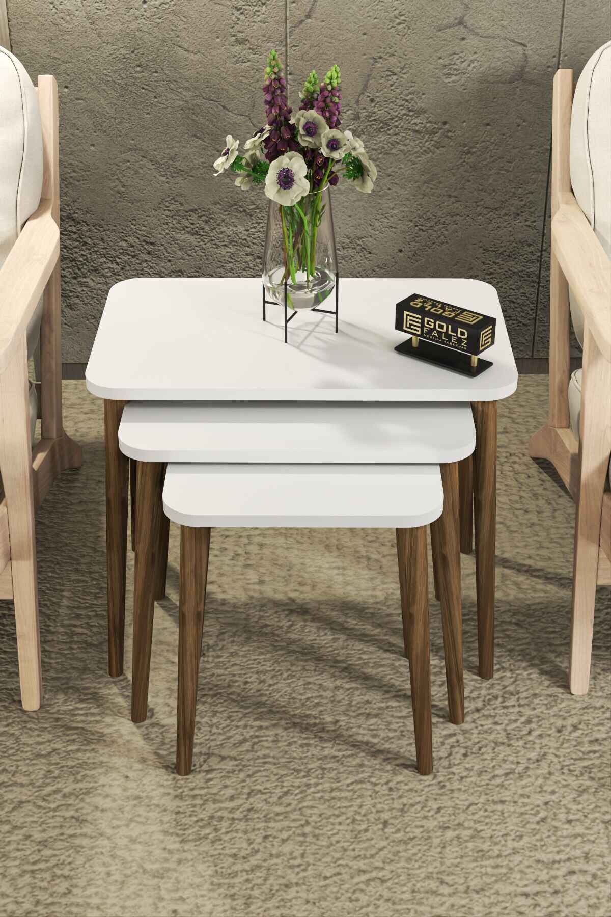 Wooden Square Zigon Coffee Table — Weiß