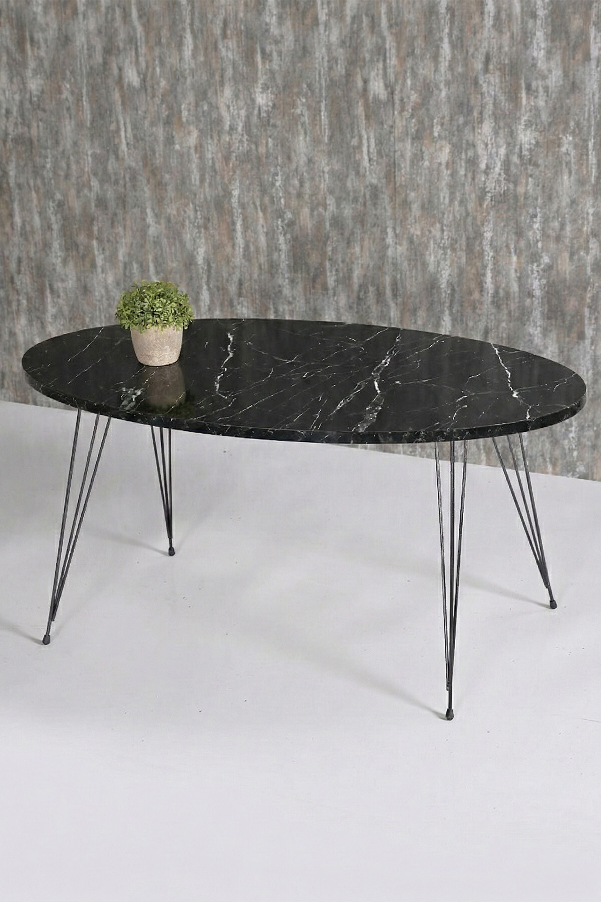Black Wire Centre Coffee Table Ellipse