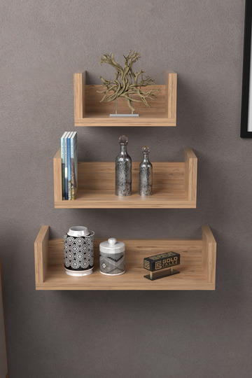 U-Shaped Decorative Wall Shelf - Atlantic Pine