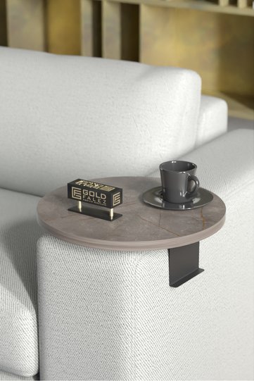 Adjustable Metal Leg Round Tray Side Table - Gordion