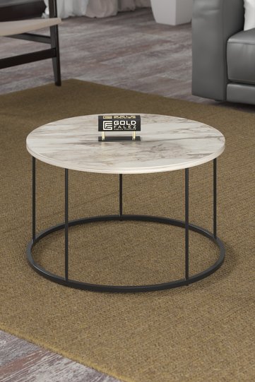 Terra Round Coffee Table Black Metal Legs - Efes