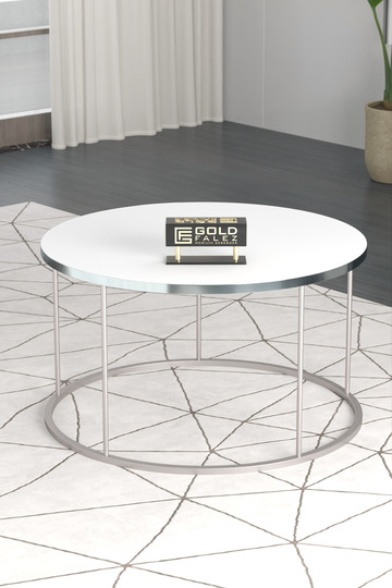 Terra Gold Round Coffee Table - Silver White