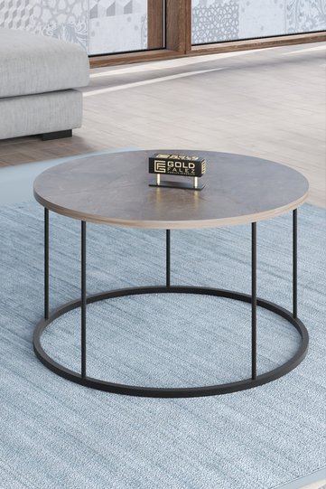 Terra Round Coffee Table Black Metal Legs - Gordion