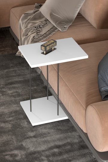 Rectangular Rolling Laptop Side Table - White