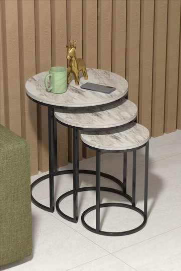 C 3-Piece Round Nesting Table Set - Efes