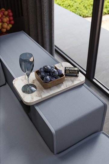 Rectangular Adjustable Tray Side Table - White Marble Effect