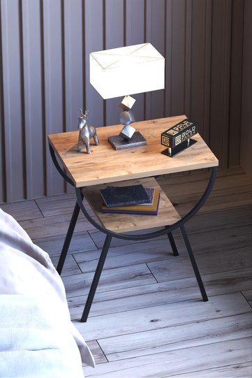 Arc Metal Leg Rectangular Side Table - Atlantic Pine