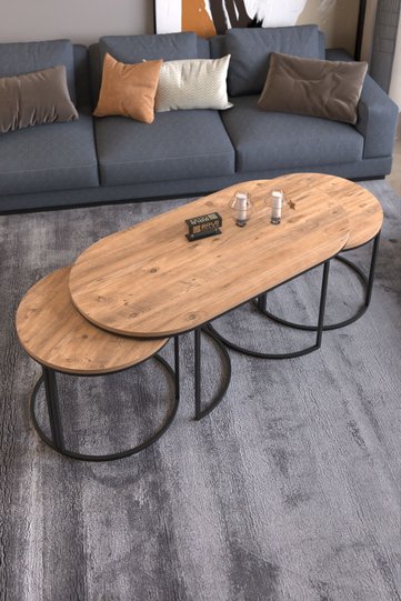 Dolunay Coffee & Side Table Set - Atlantic Pine