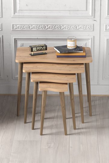 Turned Leg 4-Piece Square Nesting Table Set - Atlantic Pine