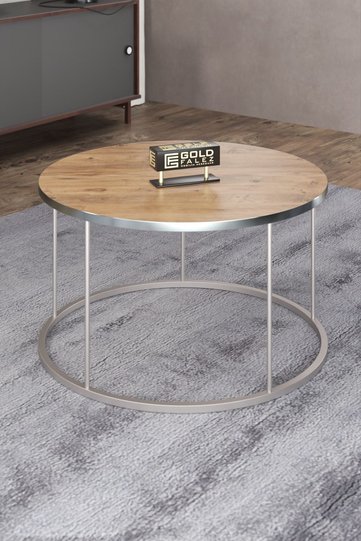 Terra Gold Round Coffee Table - Silver Walnut