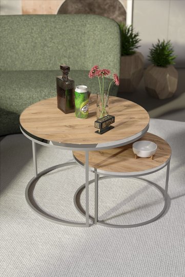 Special 2-Piece Round Coffee Table Set - Atlantic Pine