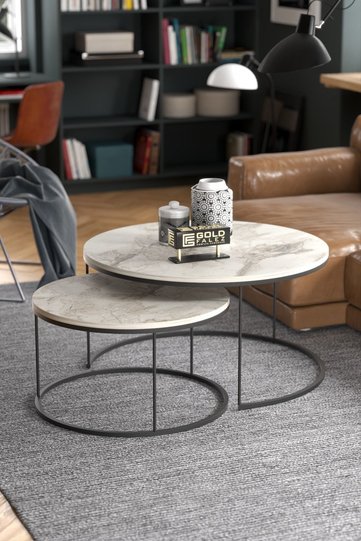 Special 2-Piece Round Coffee Table Set - Efes