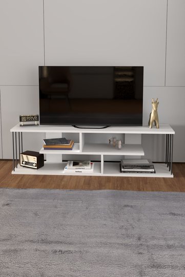 TV Unit with Wall Shelf - White
