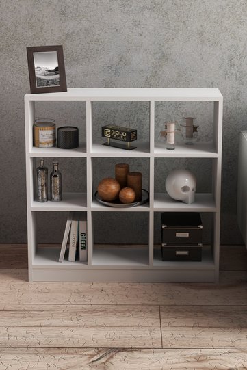 9-Compartment Multi-Purpose Bookcase Melamine-faced chipboard White