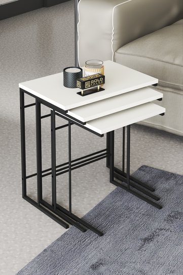 Solo 3-Piece Square Nesting Table Set - White