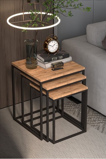 Cube 3-Piece Square Nesting Table Set - Atlantic Pine