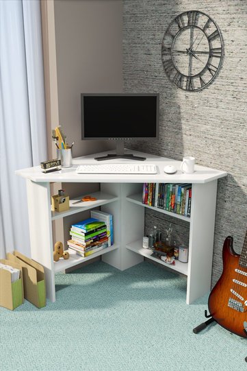 Corner Desk Melamine-faced chipboard White