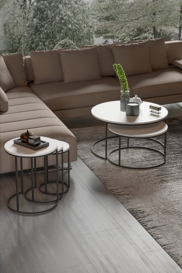 2-Piece Coffee Table and Nesting Table Set C Nesting White
