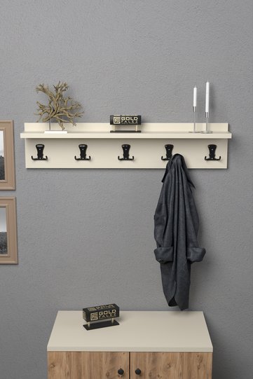 Wall Hanger Coat Rack Melamine-faced chipboard Ecru