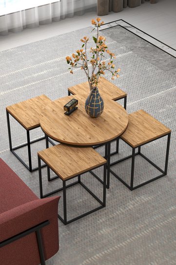 5-Piece Coffee Table and Nesting Table Set Melamine-faced Chipboard Brown