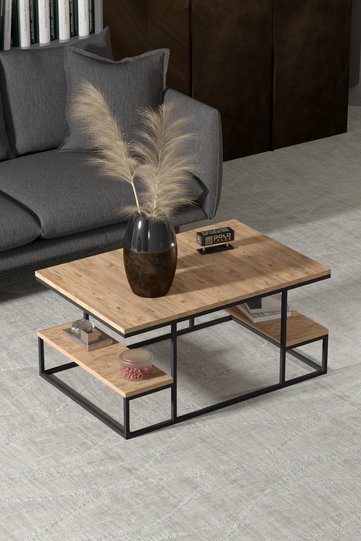 Coffee Table with Shelves - Brown