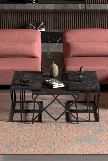 V Lux 5-Piece Coffee & Nesting Table Set - Black