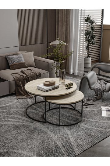 Special Lux 2-Piece Coffee Table Melamine-faced Chipboard Multi-coloured