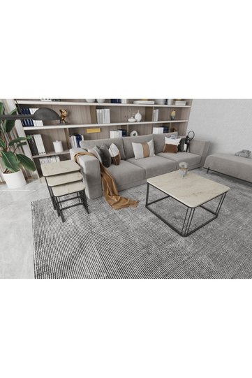 Alize Coffee Table and Nesting Table Set Melamine-faced Chipboard Beige