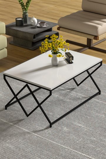 V Lux Square Coffee Table - White