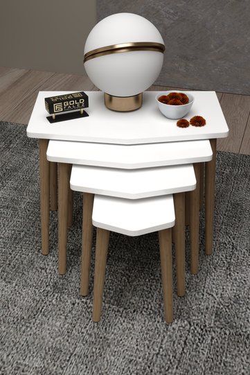 Elya 4-Piece Nesting Table Set Melamine-faced Chipboard White