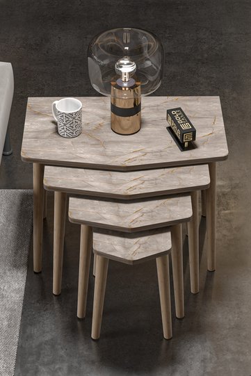 Elya 4-Piece Nesting Table Set Melamine-Faced Chipboard Multi-Colour