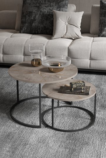 Bade 2-Piece Round Coffee Table - Multicolour