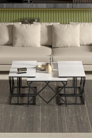 V Lux 5-Piece Coffee & Nesting Table Set - White