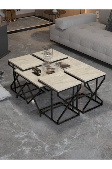 V Lux 5-Piece Coffee & Nesting Table Set - Beige