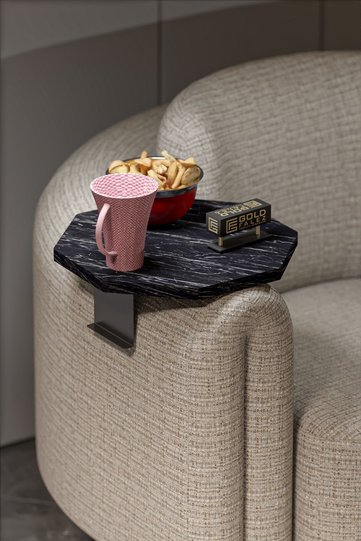 C Table Adjustable Side Table Melamine-faced chipboard Bendir Black