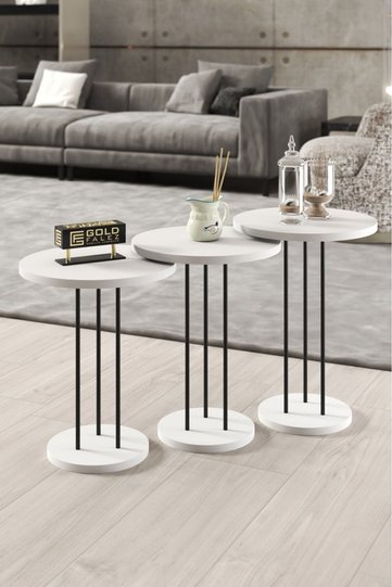 Terra 3-Piece Round Nesting Table Set - White