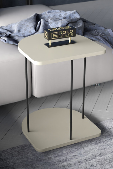 Oval Rolling Side Table - Cream