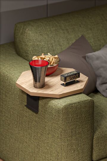 C Table Adjustable Side Table Melamine-faced chipboard Brown