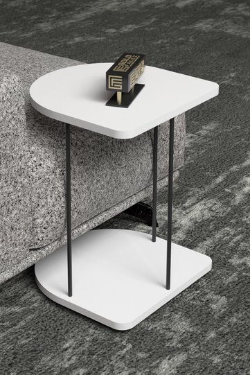 Oval Rolling Side Table - White
