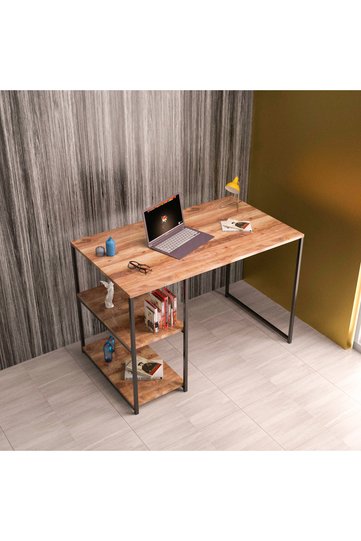 Desk with Side Shelf - Atlantic Pine